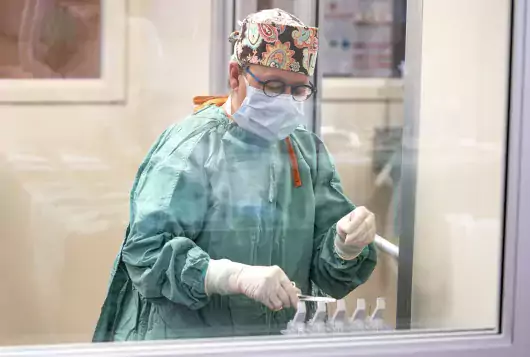 Veterinarian preparing for surgery