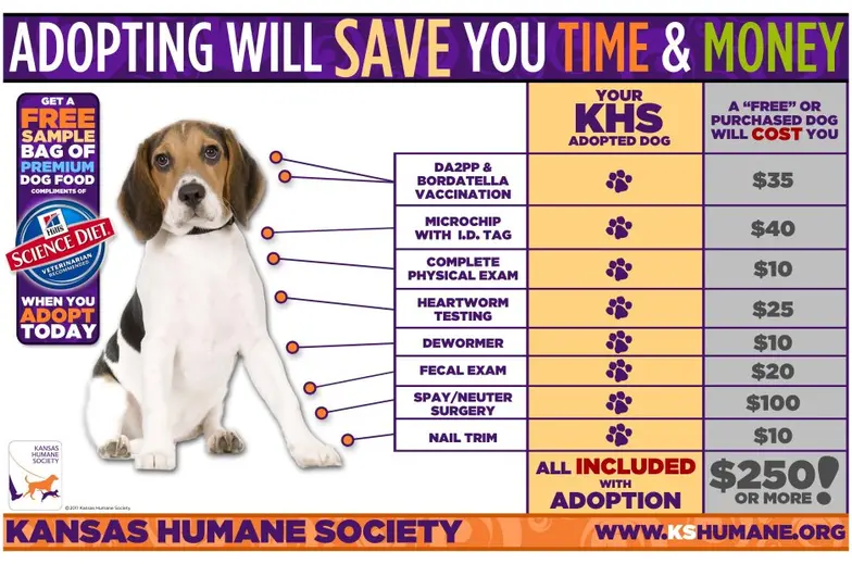 chart outlining cost savings of dog adoption