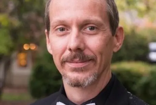 joe hinkle wearing a fantastic light purple bowtie